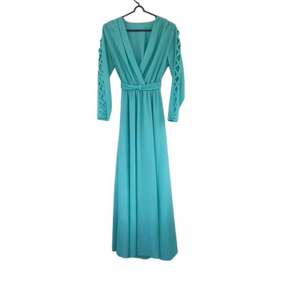 VTG 60s 70s retro handmade one of a kind maxi dress with arm cutouts - Picture 1 of 9